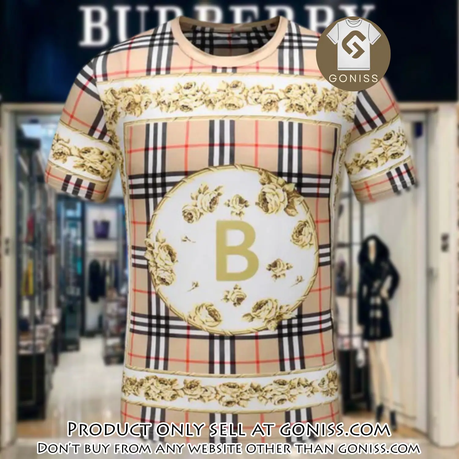 Burberry pattern luxury brand premium unisex tshirt outfit for men women gn0417047